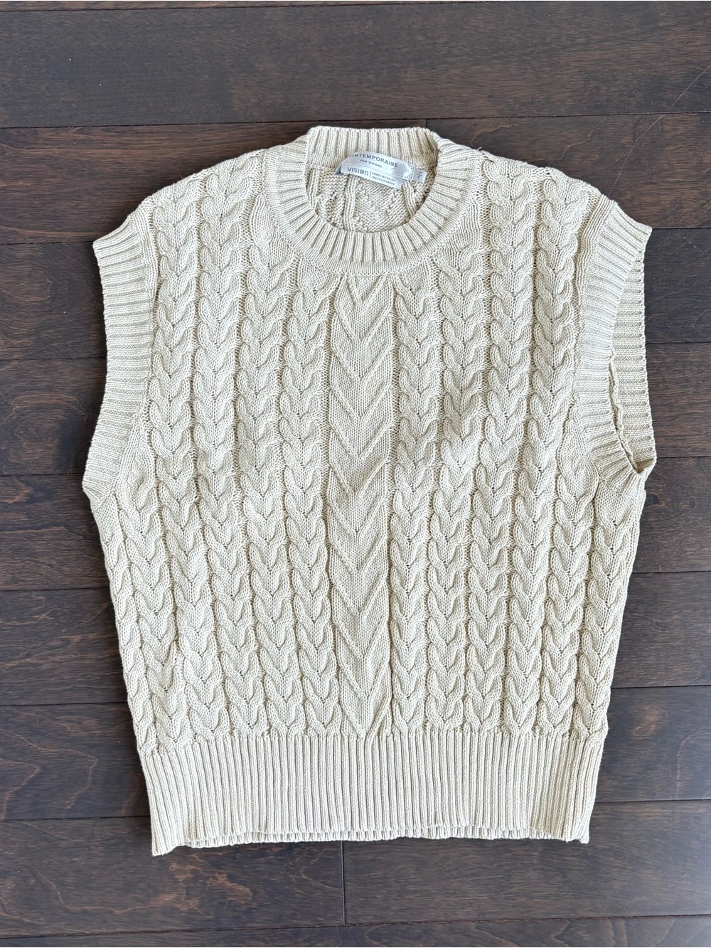 Women’s Cable Knit Sleeveless Sweater Vest - Cream